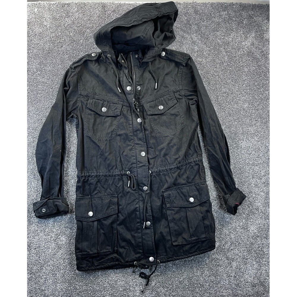 Aritzia Talula Jacket Womens XXS Trooper Hooded Utility Military Full Zip‎ Black